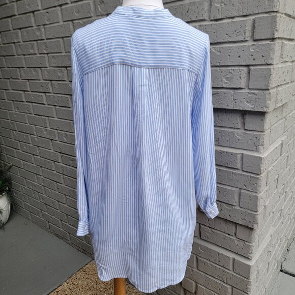 H&M Womens Blue and White Striped Tunic Size 2 100% Viscose - Picture 9 of 15